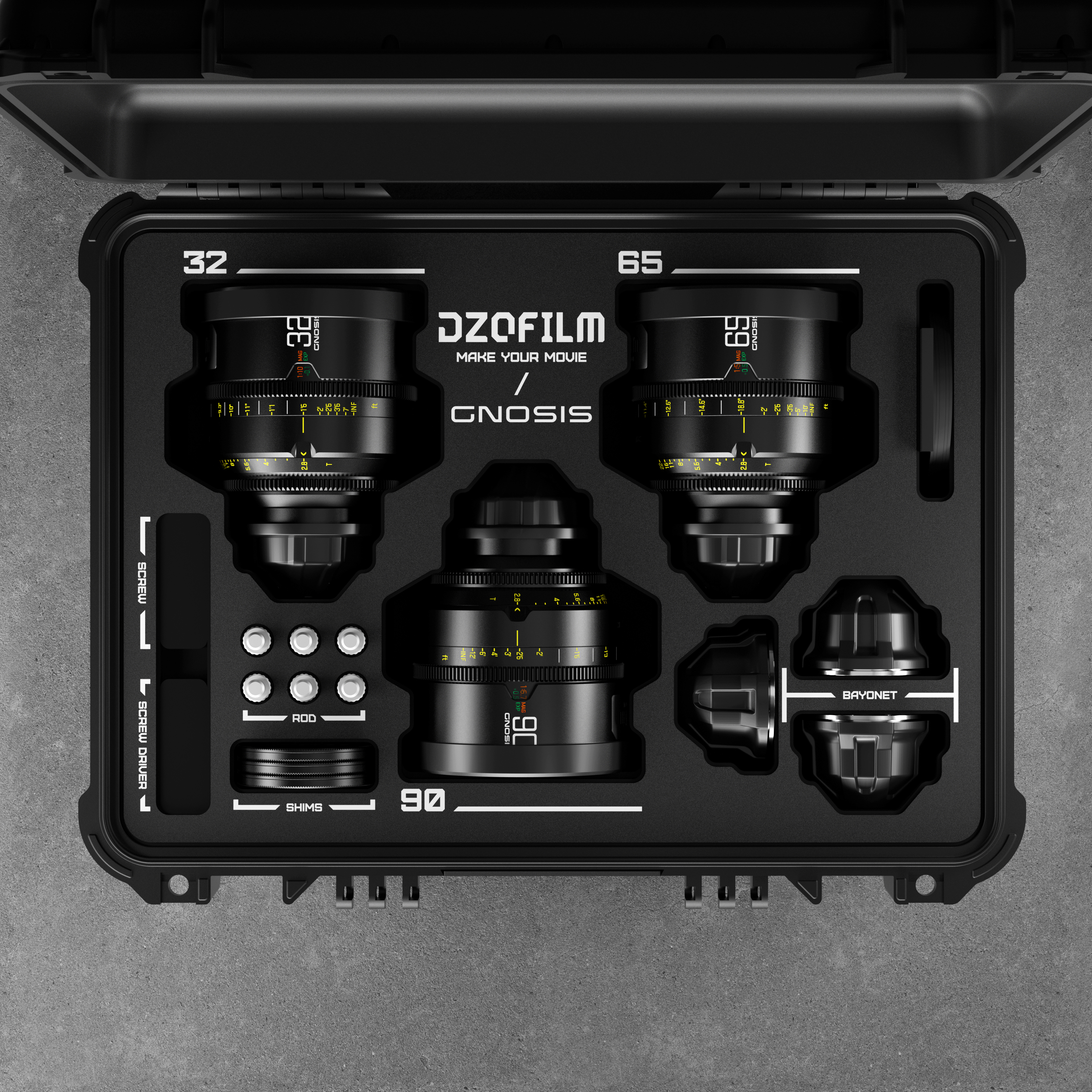 DZOFilm 32, 65, 90mm T2.8 Gnosis Macro Prime 3-Lens Kit (LPL with PL & EF Mounts) - 2