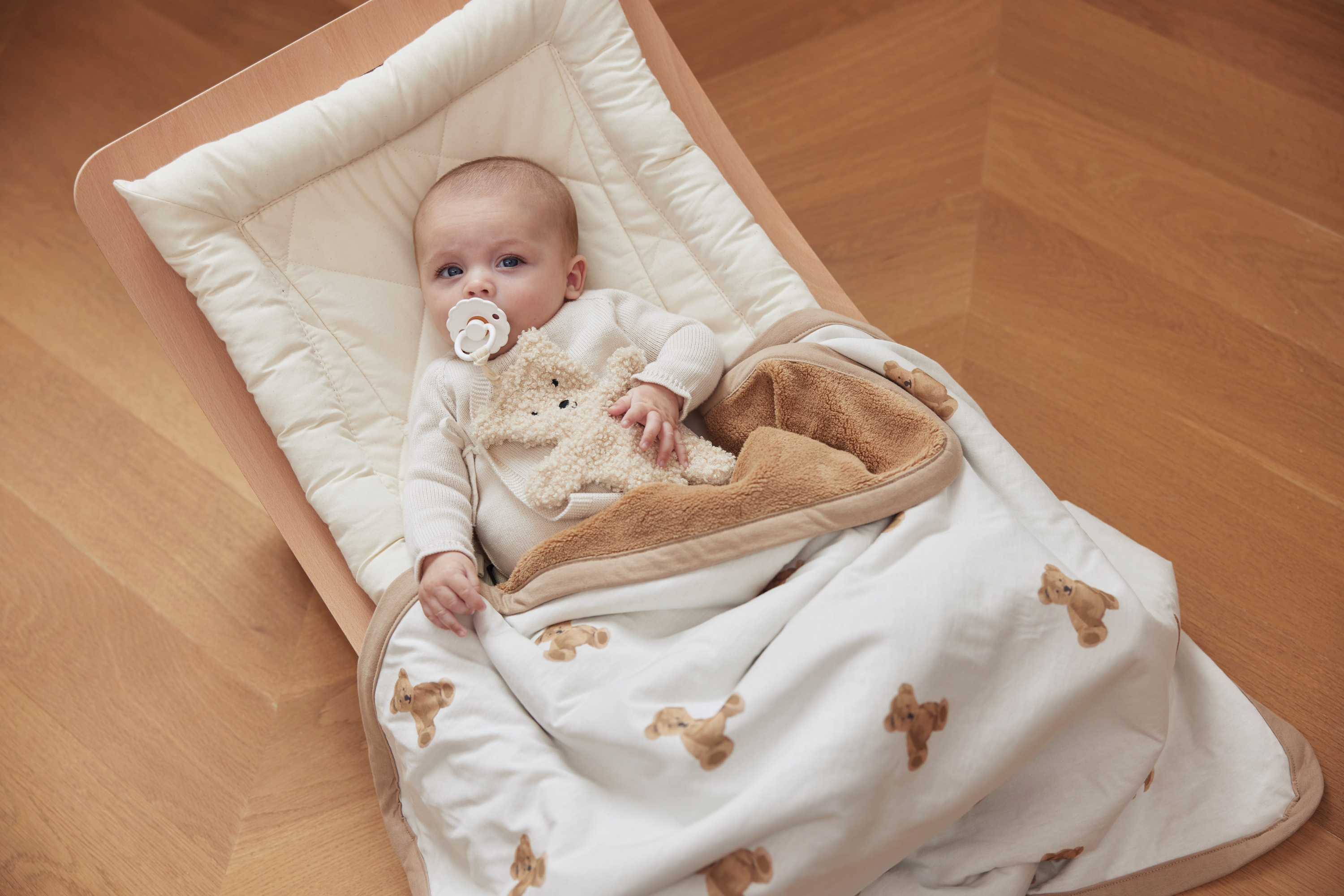 Jollein Pärlsammetfodrad bomullsfilt 75x100cm Teddy Bear - 9