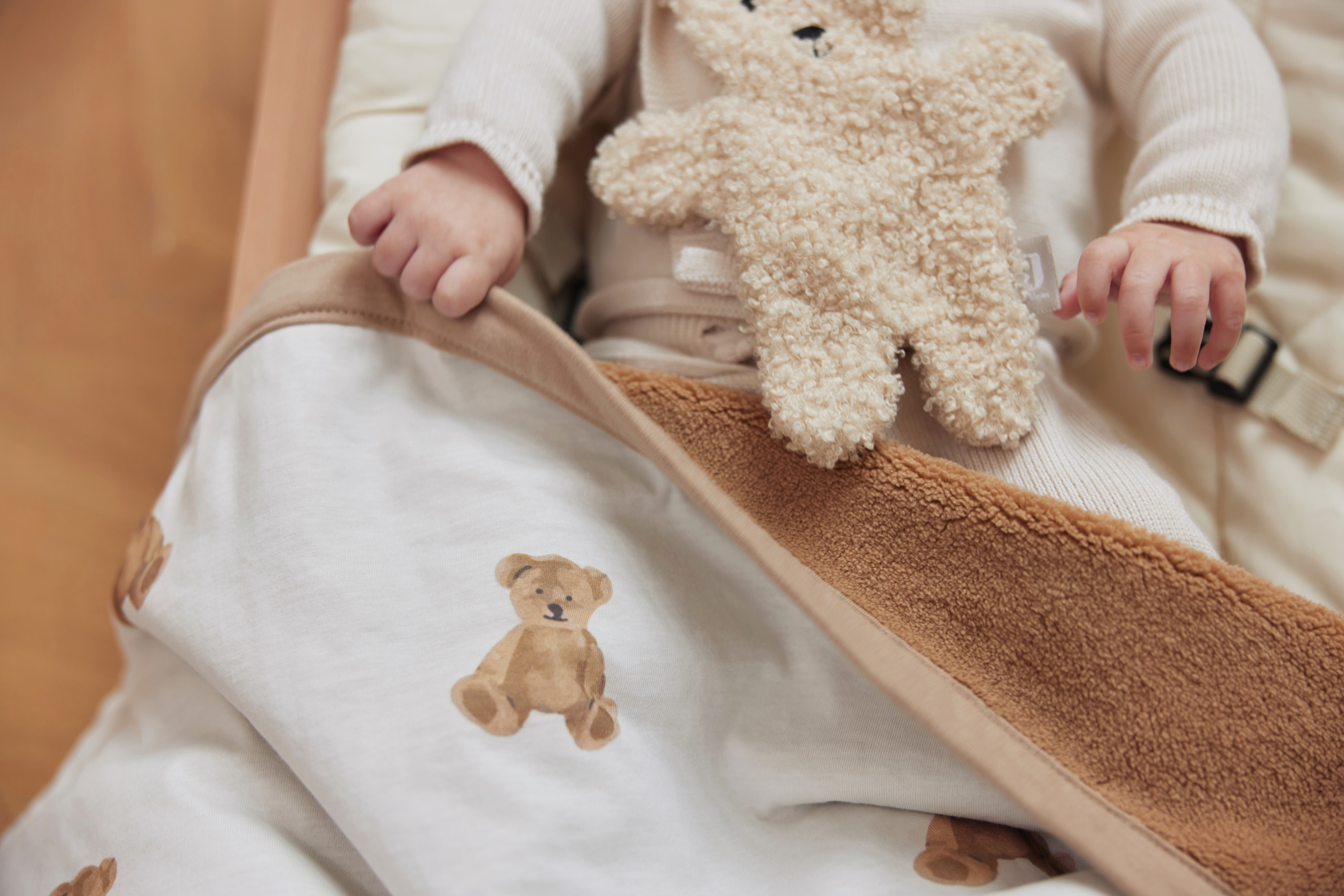 Jollein Pärlsammetfodrad bomullsfilt 75x100cm Teddy Bear - 7