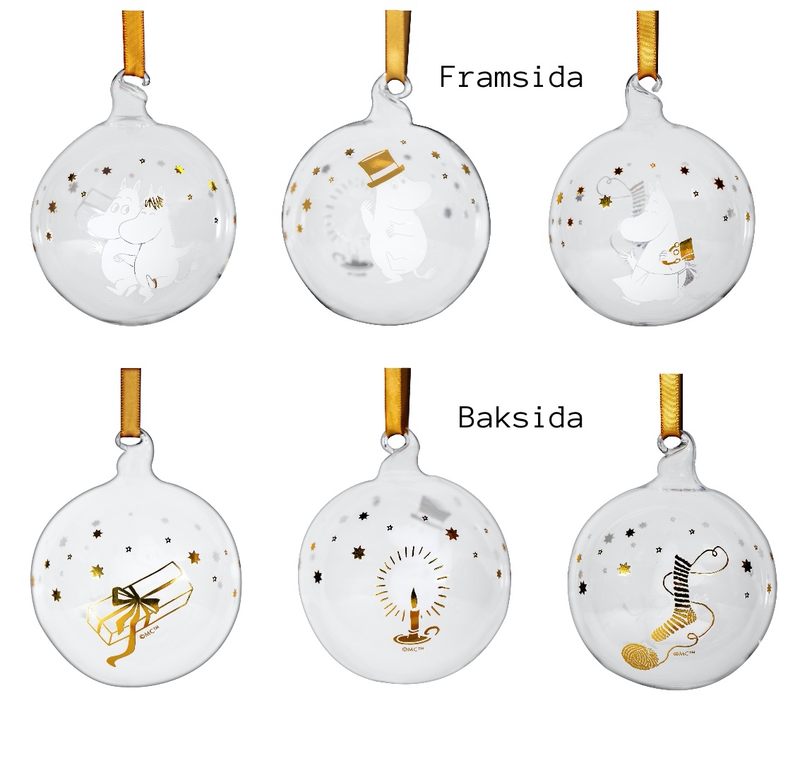 Mumin Dekorationskulor / Julgranskulor 3-Pack - Sparkling Stars  - 2