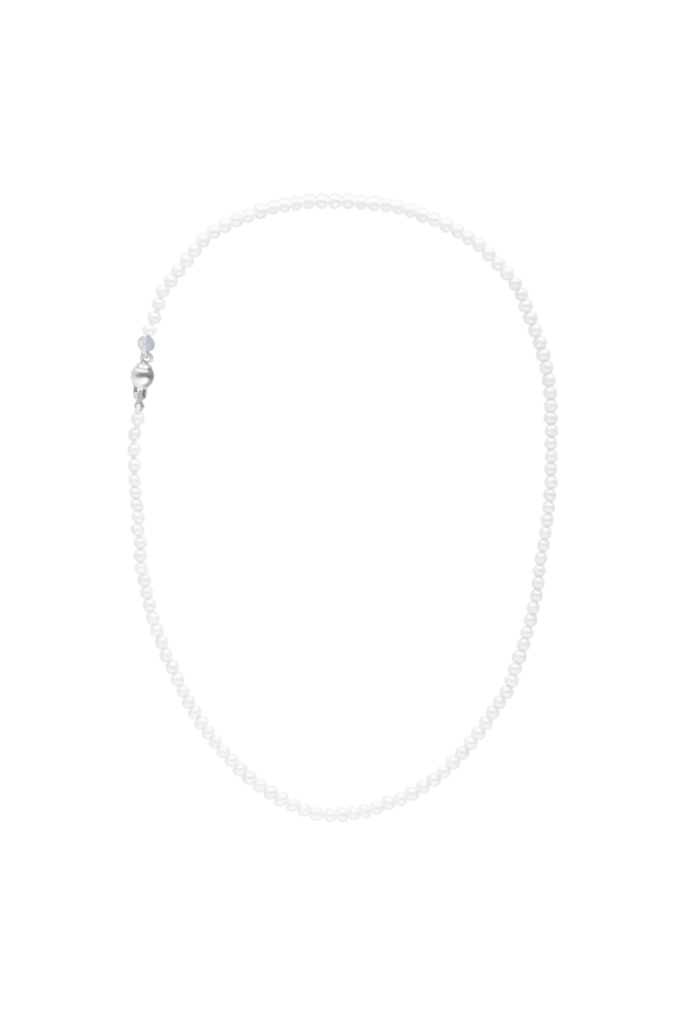 Blå pärlhalsband i silver