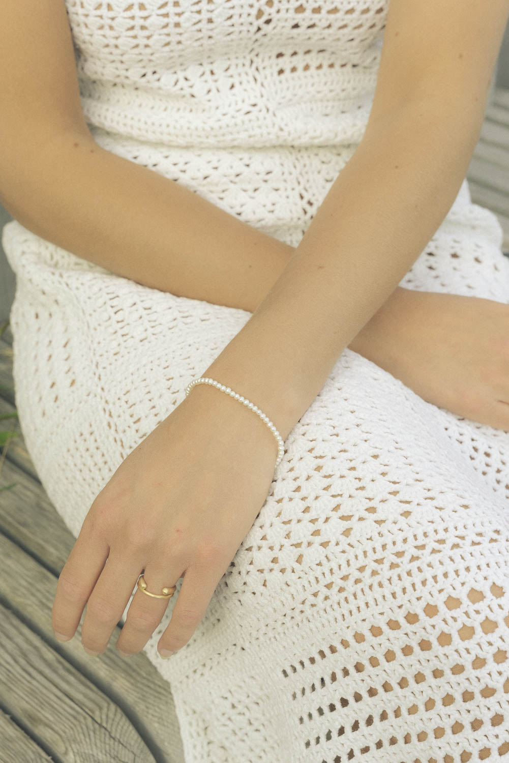 Blå pärlarmband Silver
