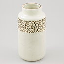 Britt-Louise Sundell (Mykene 1961) White Cylinder Vase with Brown Circular Relief 16 cm
