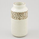 Britt-Louise Sundell (Mykene 1961) White Cylinder Vase with Brown Circular Relief 16 cm
