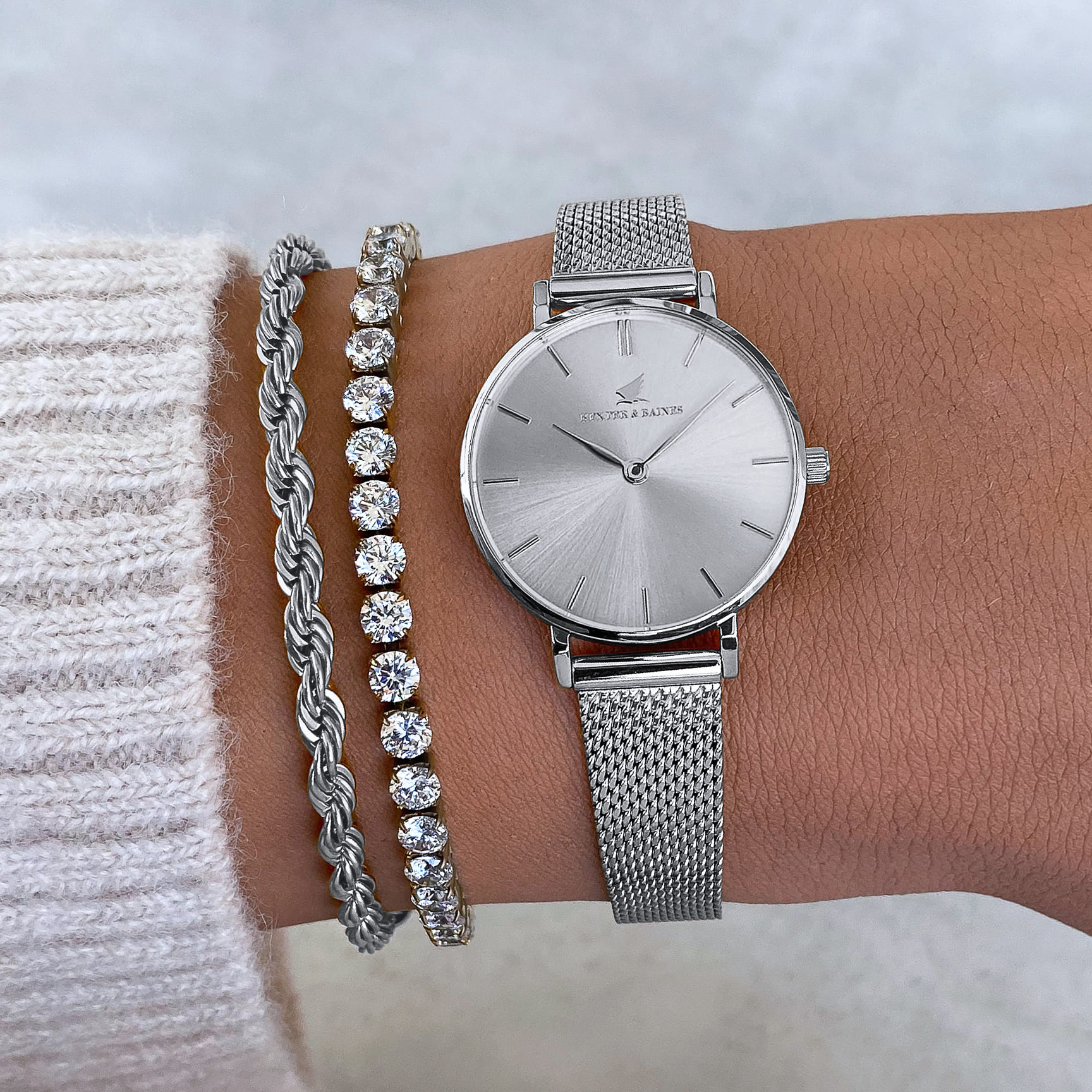 Silver online mesh watch