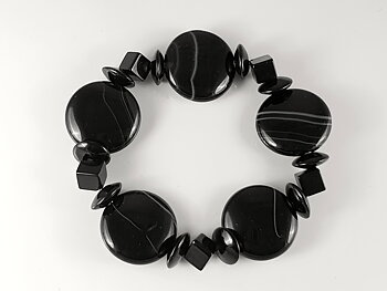 Onyx armband, whitestripe och svart onyx