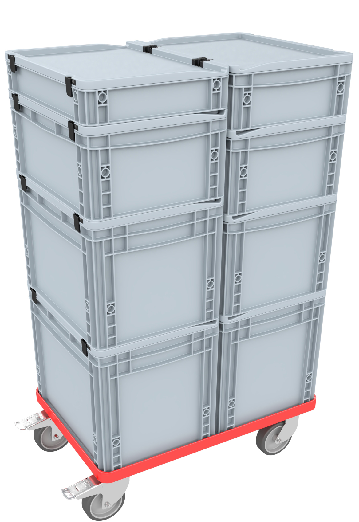 Euro Box / Container Case for model railway locomotives, wagons and vehicles - 11 slots for H0 Gauge - vertical - 5