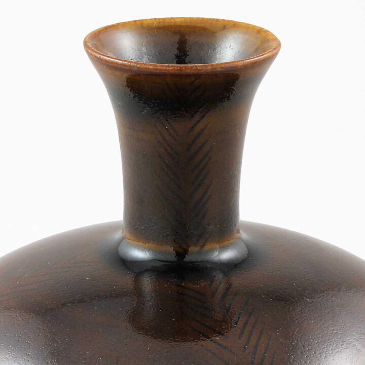 ジョン・アンダーソン 丸みのあるブラウンのベース Vase 12cm 1950年代
