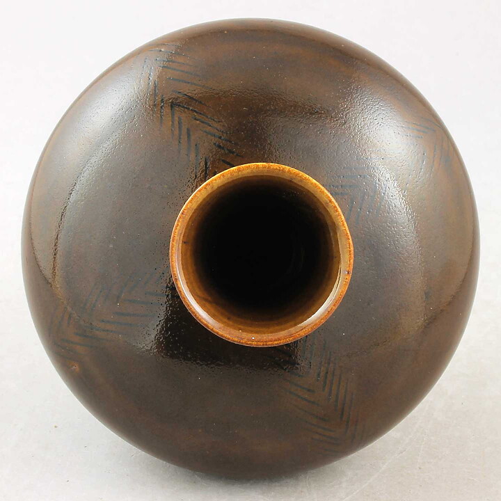 ジョン・アンダーソン 丸みのあるブラウンのベース Vase 12cm 1950年代