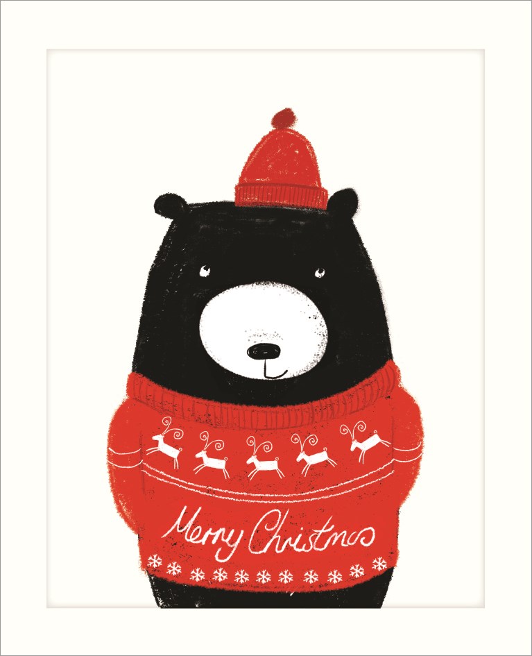 Bear Red Xmas Jumper, Greeting Card