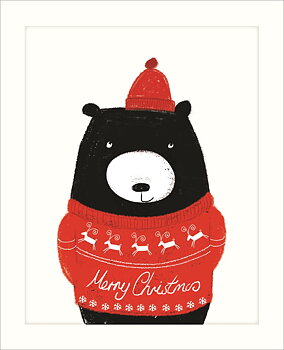 Bear Red Xmas Jumper, Greeting Card