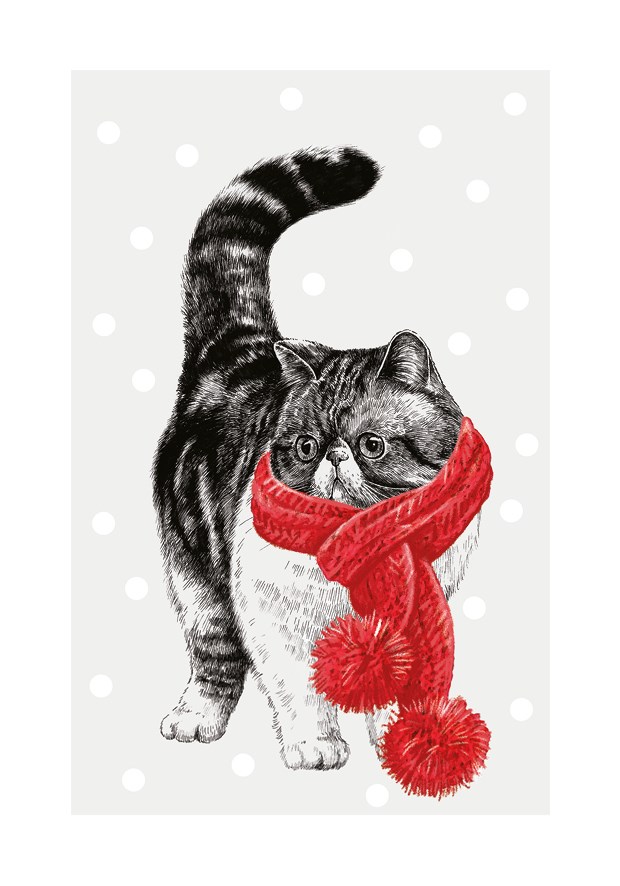 Xmas Tabby Cat, Greeting Card