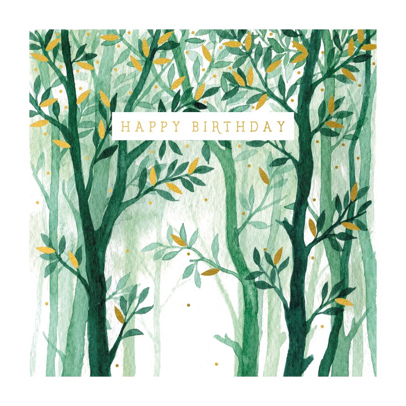Happy Birthday Green Trees, Greeting Card