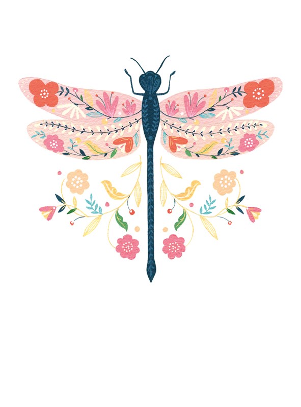 Floral Dragonfly, Greeting Card