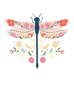 Floral Dragonfly, Greeting Card
