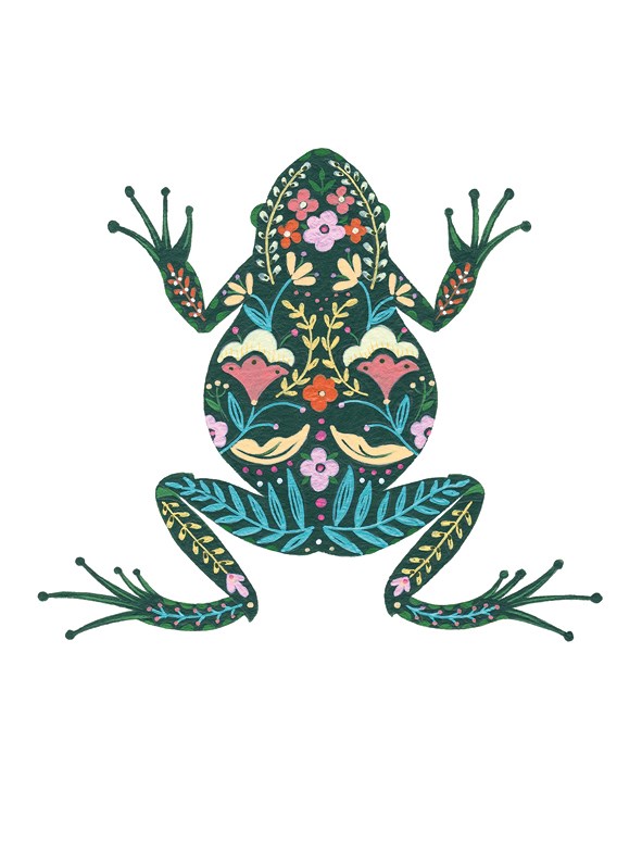 Floral Frog, Greeting Card