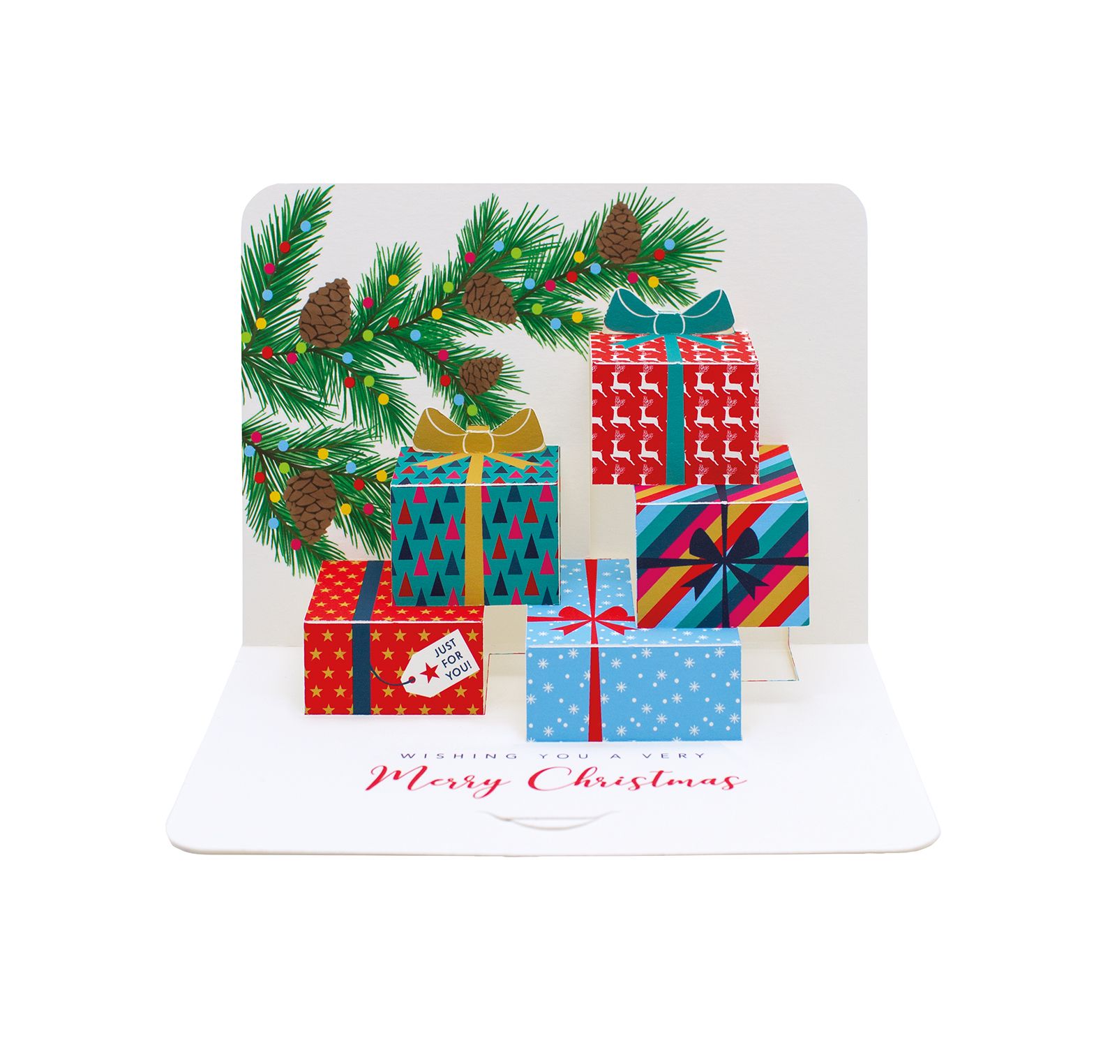 Presents Under Tree, 3D Greeting Card