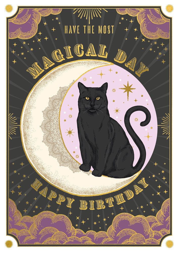 Magical Day Black Cat, Greeting Card