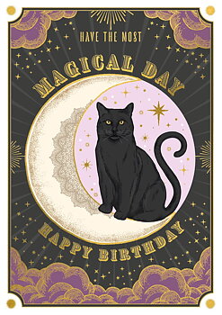 Magical Day Black Cat, Greeting Card