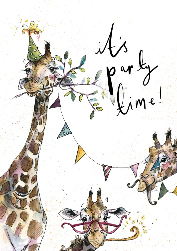 Party Time Giraffes, Greeting Card
