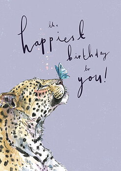 Brithday Leopard & Butterfly, Greeting Card