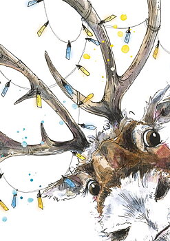 Reindeer Photobomb, Greeting Card
