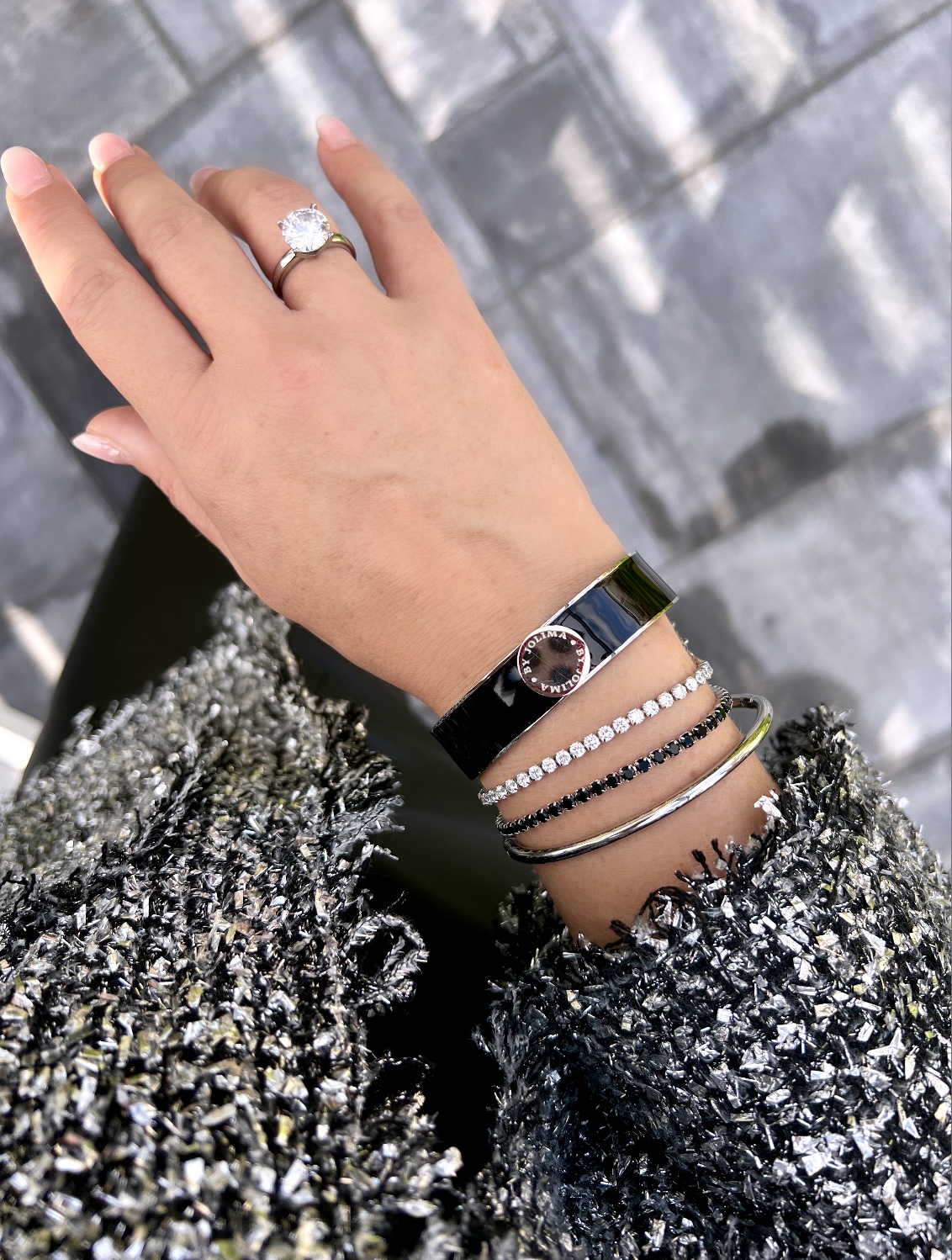 Cloé tennisbracelet, black steel - 2