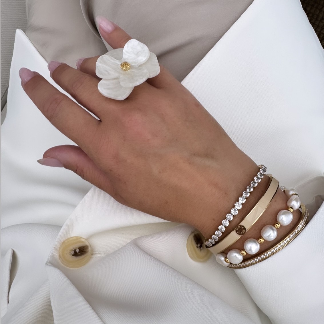 Celine elastic tennisbracelet gold - 2