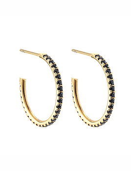 Cloé crystal hoop, 20 mm black gold