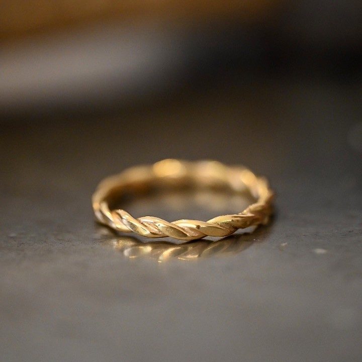 Ring Ask "platt" handgjord guld 18 karat 