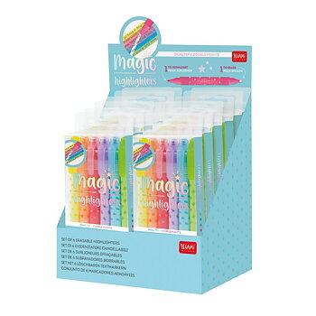 Magic Highlighters, sæt med 6 highlighters med udviskelig farve