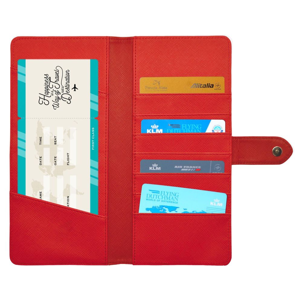 Etui til rejsedokumenter og kreditkort, rødt