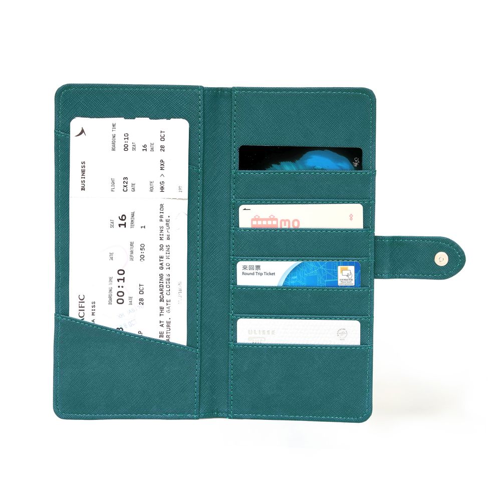 Etui til rejsedokumenter og kreditkort, petrol blue