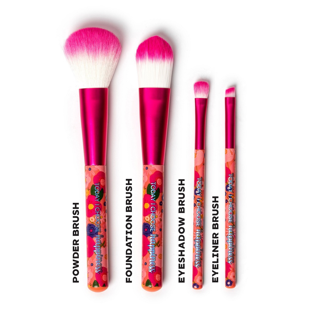 Makeup-borstar, set med 4 st., Flowers - 2