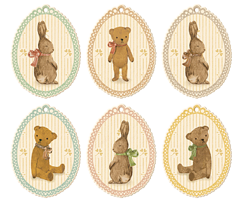 Gift tags, Bunnies and Teddies 12 st -  Maileg