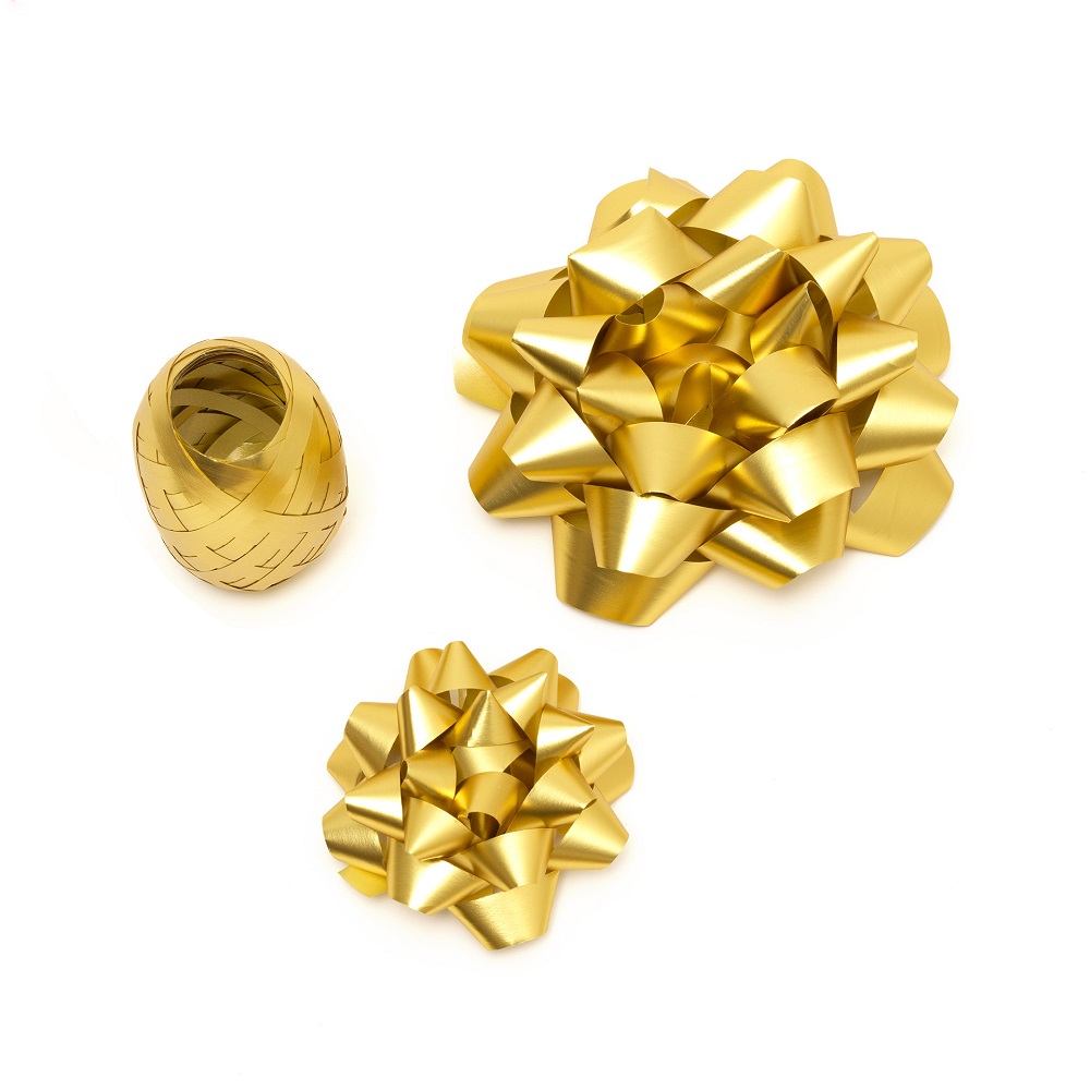 Set med presentrosetter och presentband, Guld - 2