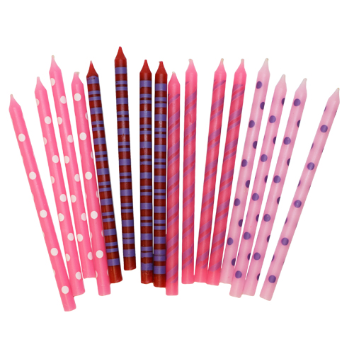 Cake candles mixed Pink 16-pack