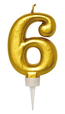 Tårtljus Nummer 6 Guld