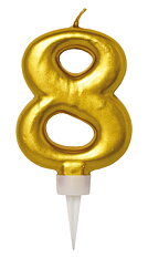 Tårtljus Nummer 8 Guld