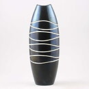 Hjördis Oldfors (Atoll 1956) Modern Black Vase with Relief Decor 25 cm