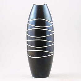 Hjördis Oldfors (Atoll 1956) Modern Black Vase with Relief Decor 25 cm