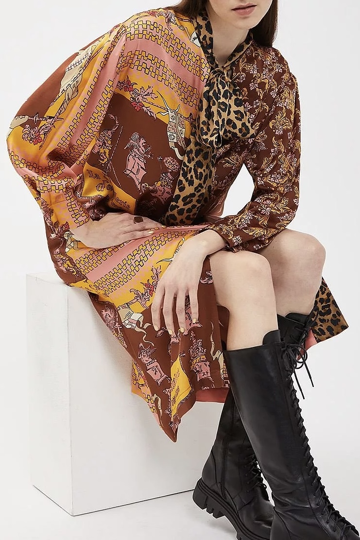 OttodÁme - Printed Viscose Shirt Dress Tabacco - 4