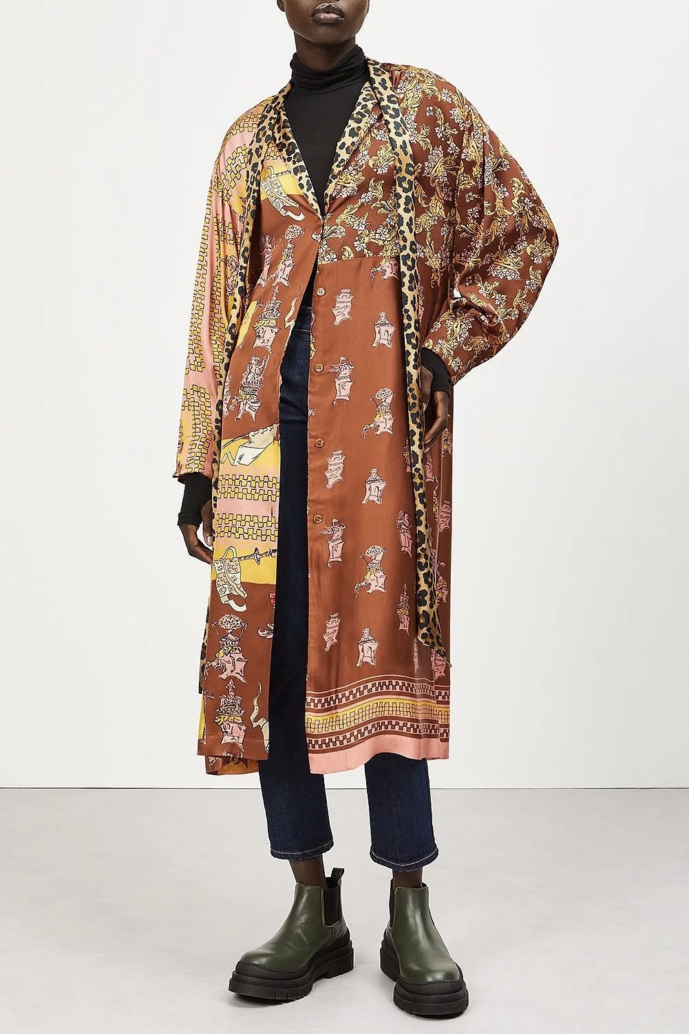 OttodÁme - Printed Viscose Shirt Dress Tabacco - 6