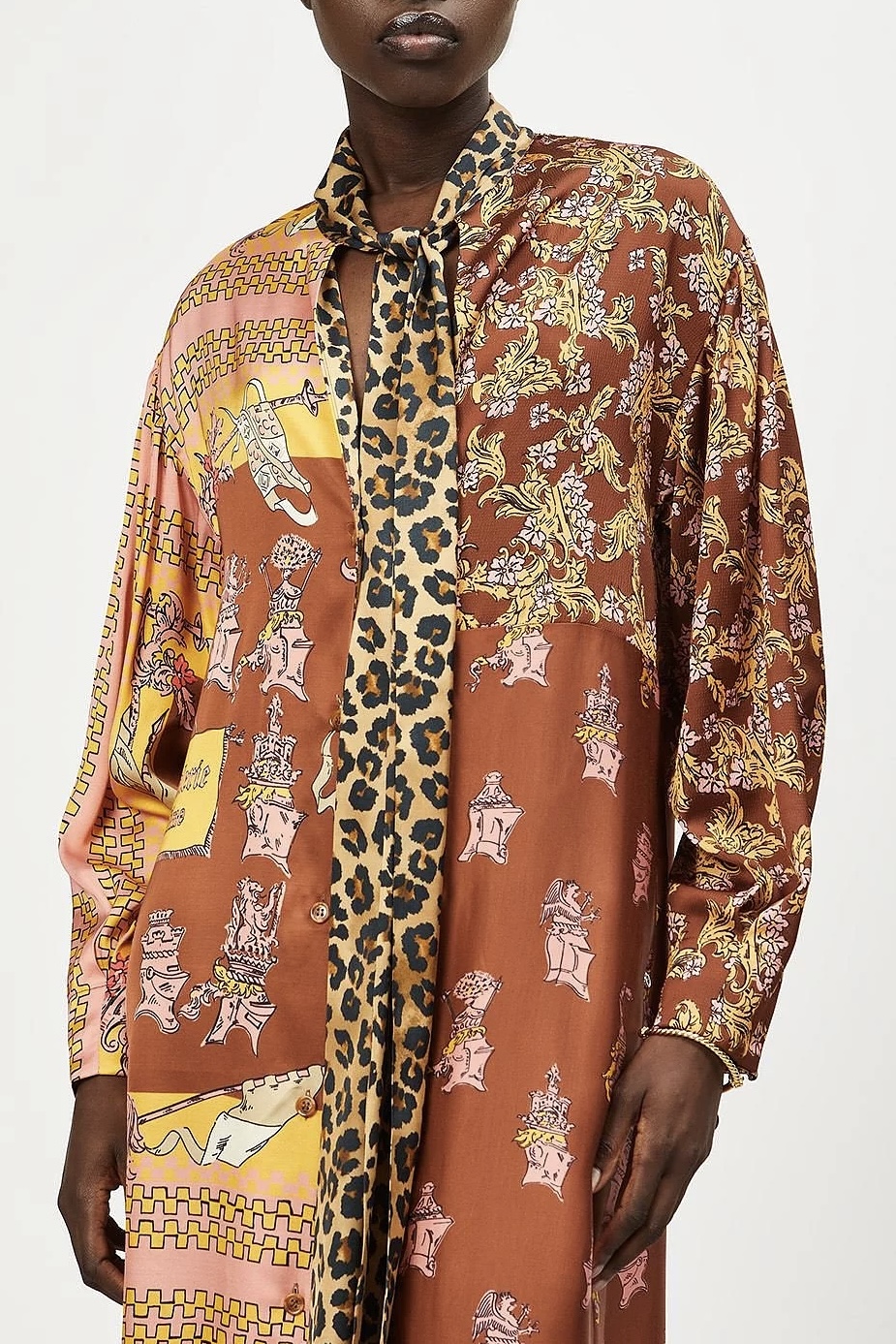 OttodÁme - Printed Viscose Shirt Dress Tabacco - 8