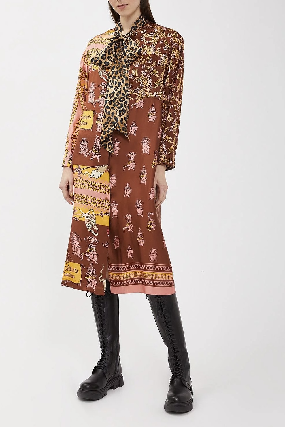 OttodÁme - Printed Viscose Shirt Dress Tabacco - 3