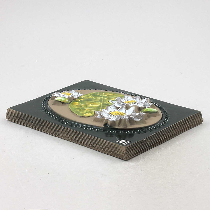 Aimo Nietosvuori (Landskapsblommor 1974) Rectangular Wall Plaque with Waterlily Motif 17 cm  [Sample Images]