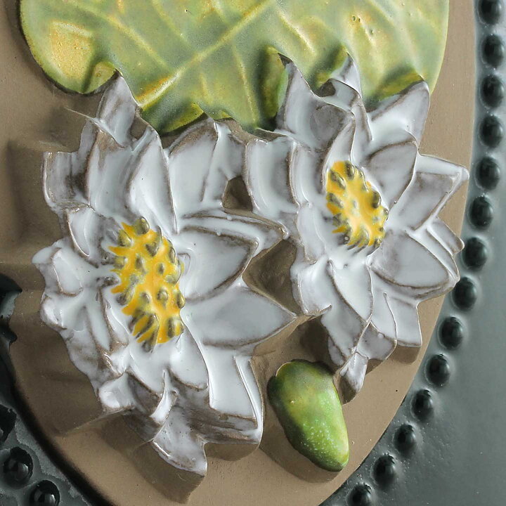 Aimo Nietosvuori (Landskapsblommor 1974) Rectangular Wall Plaque with Waterlily Motif 17 cm  [Sample Images]