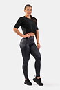 High Waist Glossy Look Bubble Butt Pants, vulcanic black