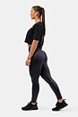 High Waist Glossy Look Bubble Butt Pants, vulcanic black