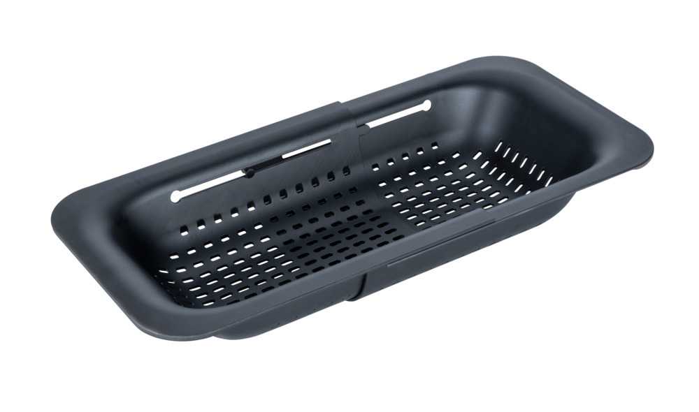 Black plastic store colander